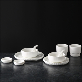 Set posuđa za hotel s logotipom (porcelan; Novi kineski stil; Marka Plain Glow Ceramic; Ispis logotipa; Prilagodba)