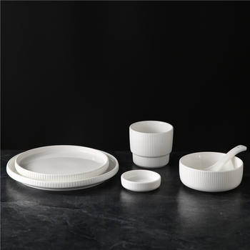 Set posuđa za hotel s logotipom (porcelan; Novi kineski stil; Marka Plain Glow Ceramic; Ispis logotipa; Prilagodba)