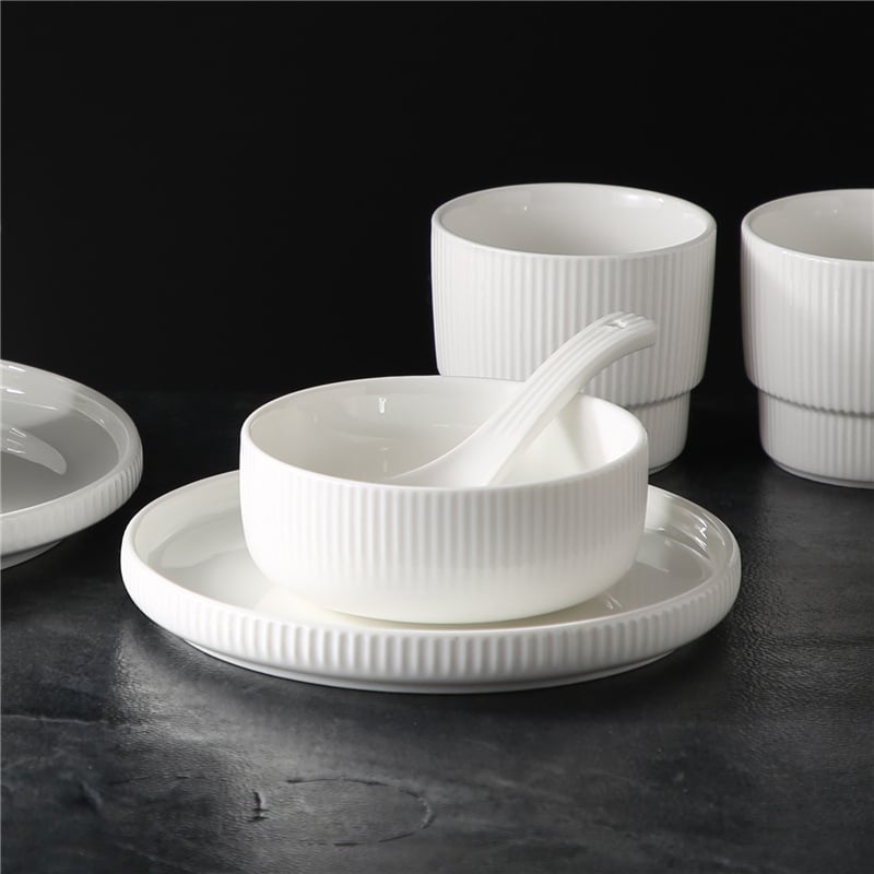 Set posuđa za hotel s logotipom (porcelan; Novi kineski stil; Marka Plain Glow Ceramic; Ispis logotipa; Prilagodba)