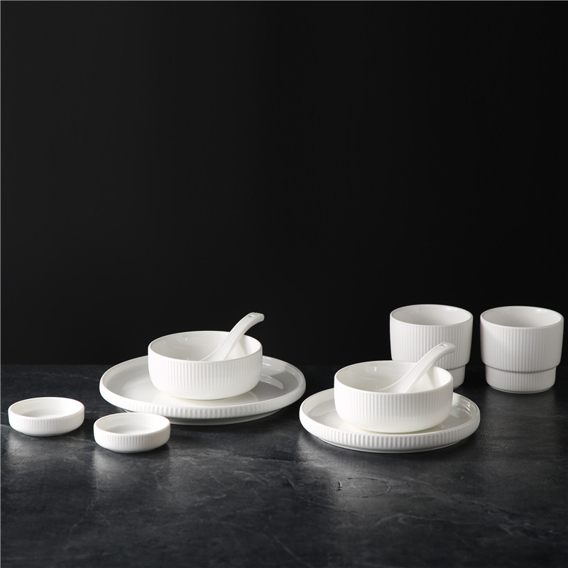 Set posuđa za hotel s logotipom (porcelan; Novi kineski stil; Marka Plain Glow Ceramic; Ispis logotipa; Prilagodba)