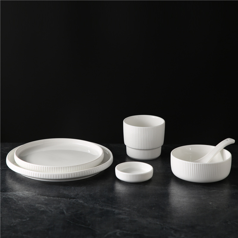 Set posuđa za hotel s logotipom (porcelan; Novi kineski stil; Marka Plain Glow Ceramic; Ispis logotipa; Prilagodba)
