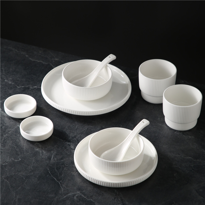 Set posuđa za hotel s logotipom (porcelan; Novi kineski stil; Marka Plain Glow Ceramic; Ispis logotipa; Prilagodba)