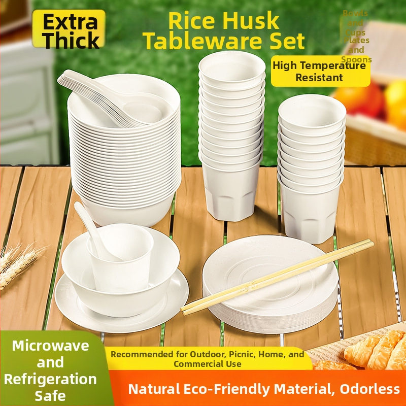 Jednorazová plastová súprava riadu, kruhové misy a taniere, hrúbka 0.75 mm, kapacita 1 porcia