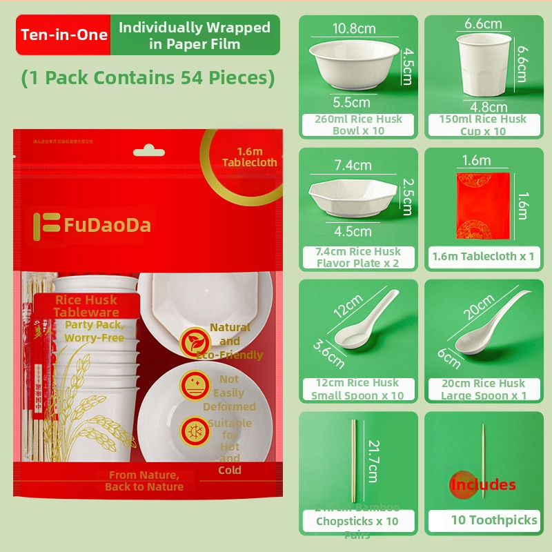 Jednorazová plastová súprava riadu, kruhové misy a taniere, hrúbka 0.75 mm, kapacita 1 porcia