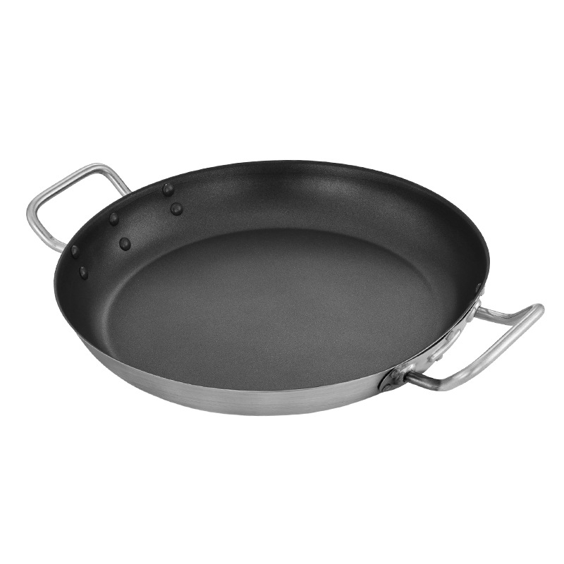 Grill tiganj s dvostrukim držačima, neprijanjajući – za palačinke, crepe i steak; dno s kompozitnim slojem, aluminij + nehrđajući čelik, kompatibilan s plinskim i indukcijskim pločama
