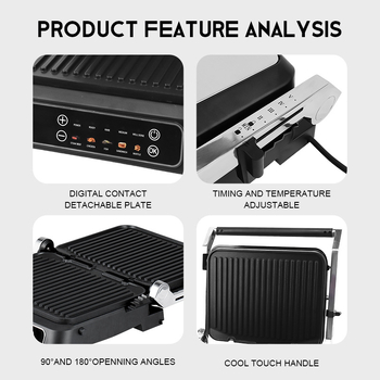 MIXDOR MX-5022 Tigaie-grill electrică cu încălzire dublă, antiaderentă, detașabilă și lavabilă, dual-purpose grill și mic dejun, 1100-1300W, 220-240V