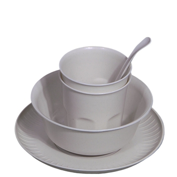 Set de veselă de unică folosință din coaja de orez, pentru exterior, biodegradabil, 10 porții