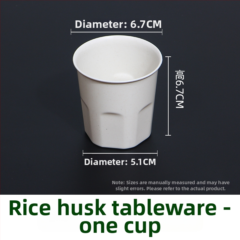 Jednorázový súbor riadu z ryžových šupiek pre vonkajšie použitie, biologicky rozložiteľný, 10 porcií