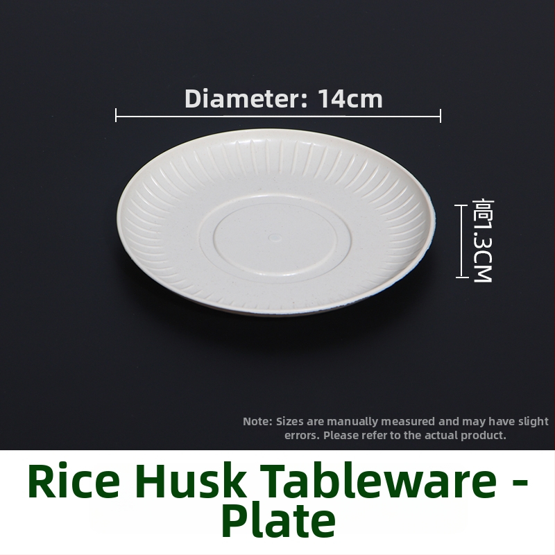 Jednorázový súbor riadu z ryžových šupiek pre vonkajšie použitie, biologicky rozložiteľný, 10 porcií