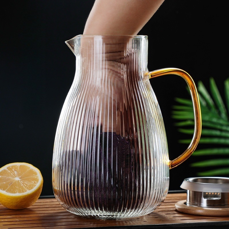 Σετ γυάλινού μπουκαλιού κρύου νερού με κάθετη ρίγα, χτυπητή υφή και αντοχή σε υψηλές θερμοκρασίες