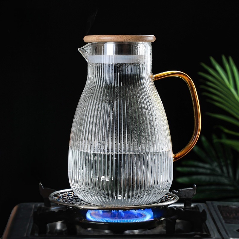 Σετ γυάλινού μπουκαλιού κρύου νερού με κάθετη ρίγα, χτυπητή υφή και αντοχή σε υψηλές θερμοκρασίες