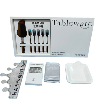 Set noža i vilice za tortu od nehrđajućeg čelika — luksuzni stolni pribor, kvadratni oblik, debljina 3,8, kutija 68 kom, rok trajanja 24 mjeseci