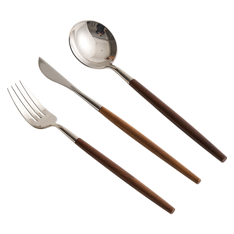 Trodjelni set noža za steak, vilice i žlice od nehrđajućeg čelika 304, zapadnog stila stolnog posuđa za komercijalnu uporabu