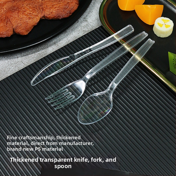 Jednorazová plastová súprava západného riadu (nôž, vidlica, lyžica) - hrúbka 0.1 cm; materiál: plast; prispôsobenie k dispozícii