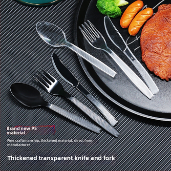 Jednorazová plastová súprava západného riadu (nôž, vidlica, lyžica) - hrúbka 0.1 cm; materiál: plast; prispôsobenie k dispozícii