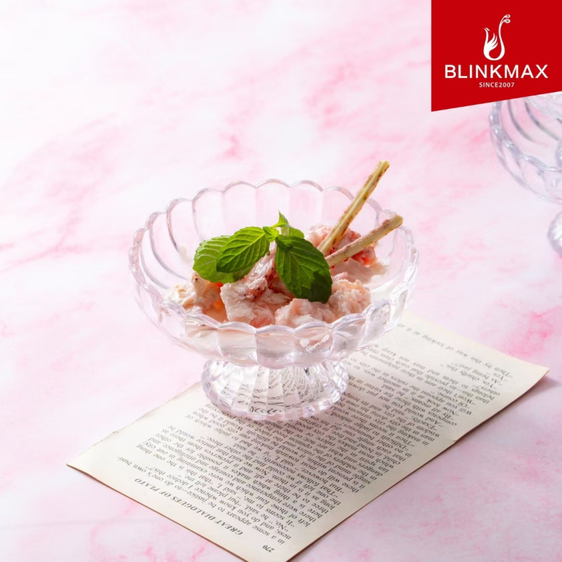 Pahar de desert din sticlă – stil modern minimalist, un singur strat, formă rotundă