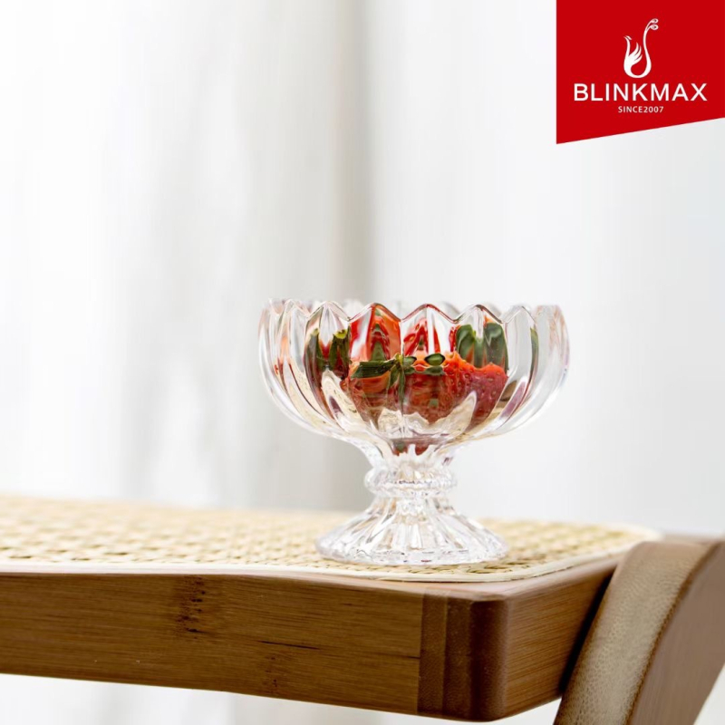 Pahar de desert din sticlă – stil modern minimalist, un singur strat, formă rotundă