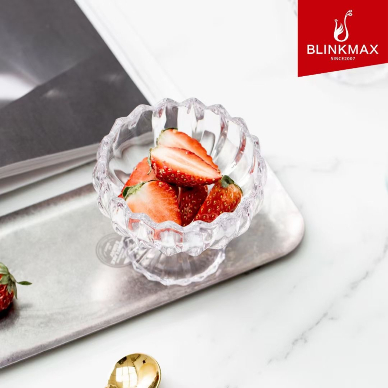 Pahar de desert din sticlă – stil modern minimalist, un singur strat, formă rotundă