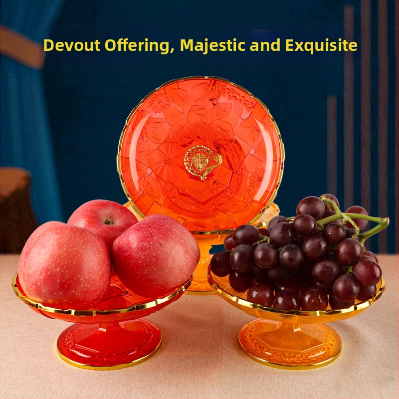 Пластмасова плодова чиния за дарове към храмов алтар, с високи крака, стил китайски минималистичен