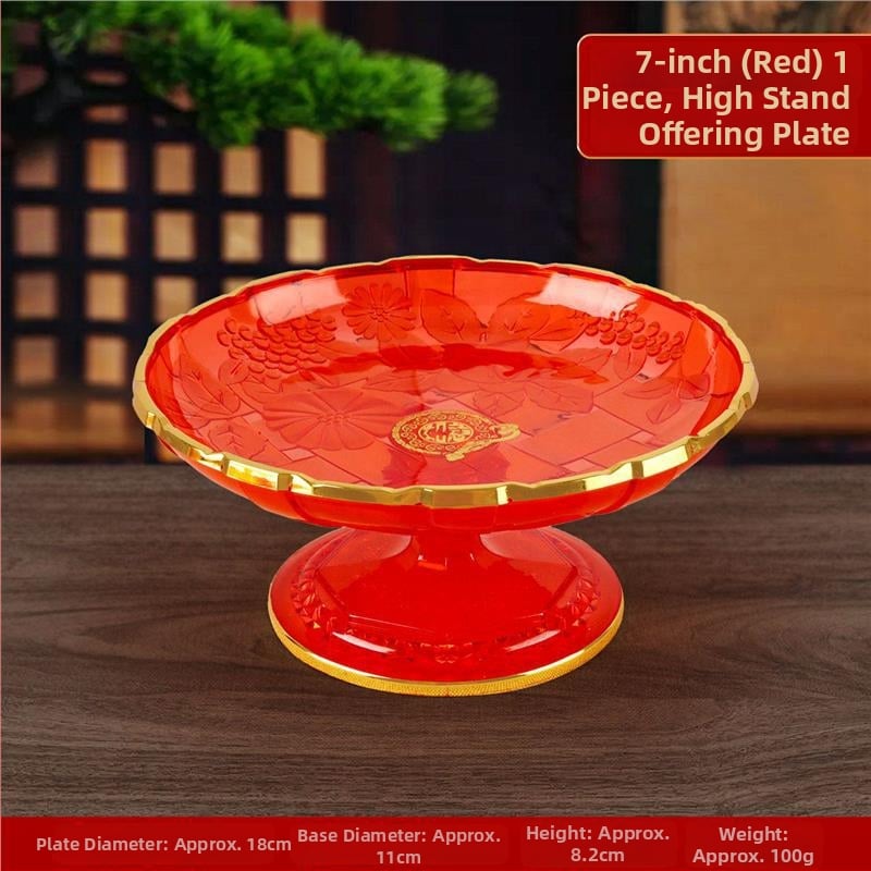 Пластмасова плодова чиния за дарове към храмов алтар, с високи крака, стил китайски минималистичен