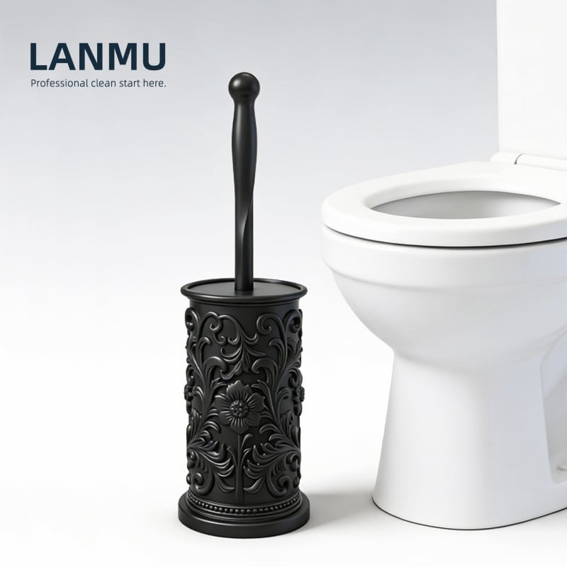 WC-kefe talppal, műanyagból, padlón álló, tartós tisztítás sarkok nélkül; 320 g; Márka Blue Wood; Belső dobozos csomagolás; 2026 tavasz bemutató.