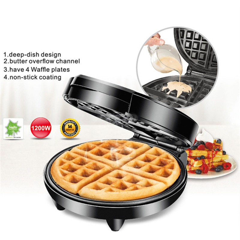 Električni waffle aparat, nehrđajući čelik, 4-slojni stroj za sendviče i vafle, dvostruko grijanje, upravljanje mikroprocesorom