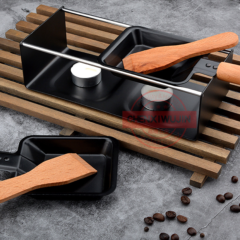 Set cuptor de brânză – Tigaie pentru omletă cu mâner din lemn, metal+lemn, formă pătrată, detașabilă, ușor de curățat (Brand: Dawn; Material: metal+lemn; Formă: pătrată)