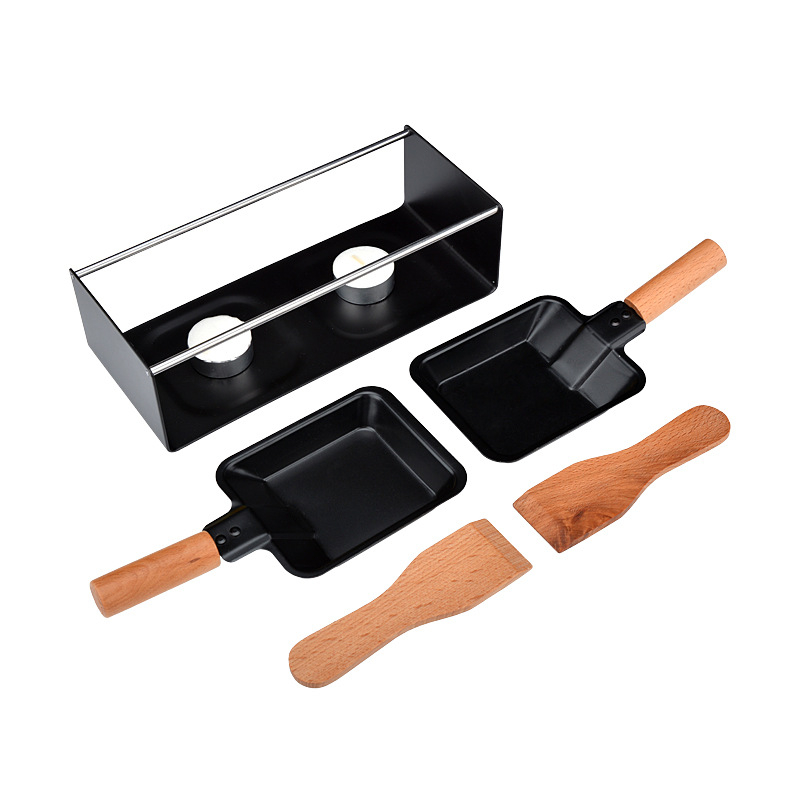 Set cuptor de brânză – Tigaie pentru omletă cu mâner din lemn, metal+lemn, formă pătrată, detașabilă, ușor de curățat (Brand: Dawn; Material: metal+lemn; Formă: pătrată)