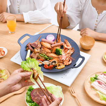Kružna Maifan kamen teppanyaki ploča za kampiranje — prijenosna, bez dim, neprijanjajuća, prilagodljiva s mogućnošću privatne marke
