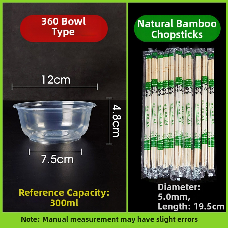 Jednorázová misa s paličkami – plastová, guľatá, priehľadná; 50 ks/balenie, 600 ks/karton