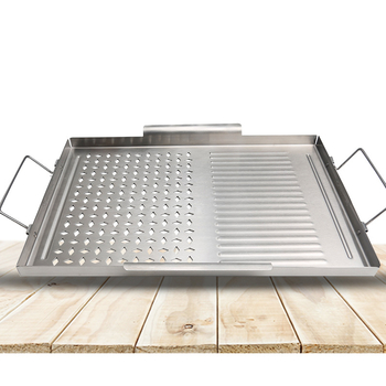 Барбекю тава 430 неръждаема стомана, квадратна, удебелена, антизалепваща, преносима