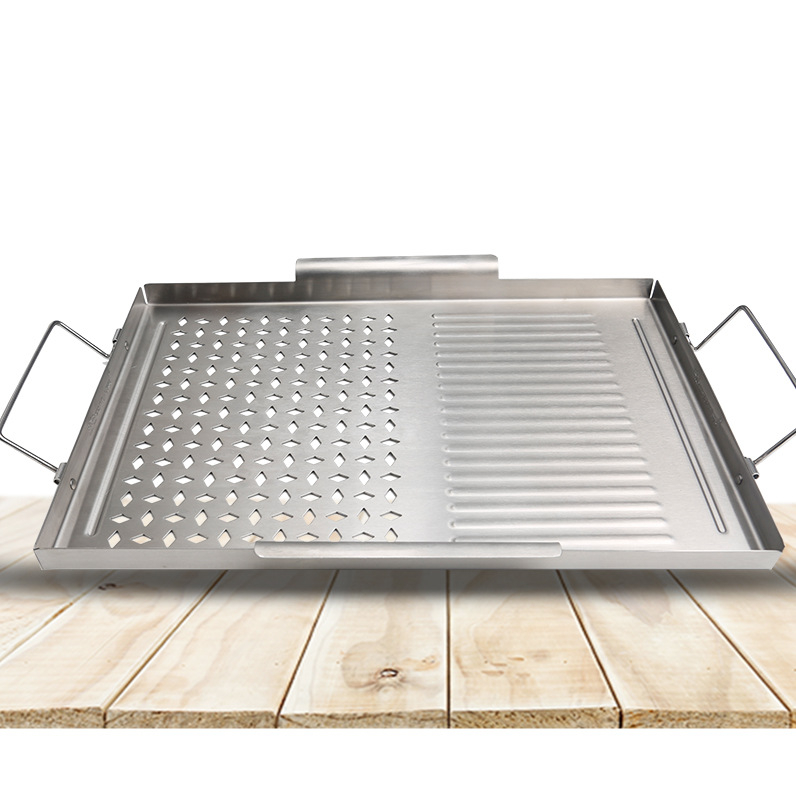 Барбекю тава 430 неръждаема стомана, квадратна, удебелена, антизалепваща, преносима