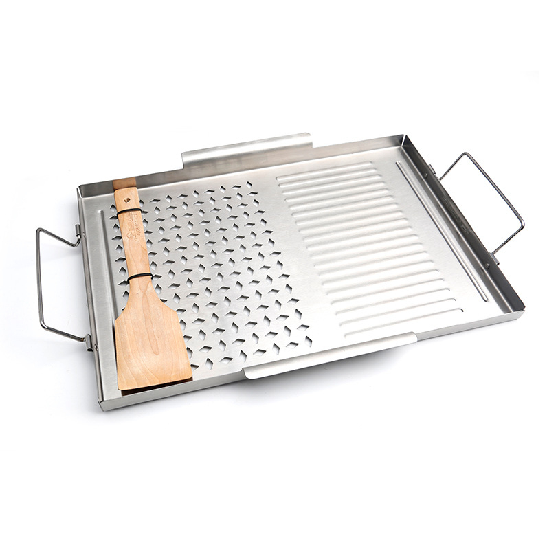 Барбекю тава 430 неръждаема стомана, квадратна, удебелена, антизалепваща, преносима