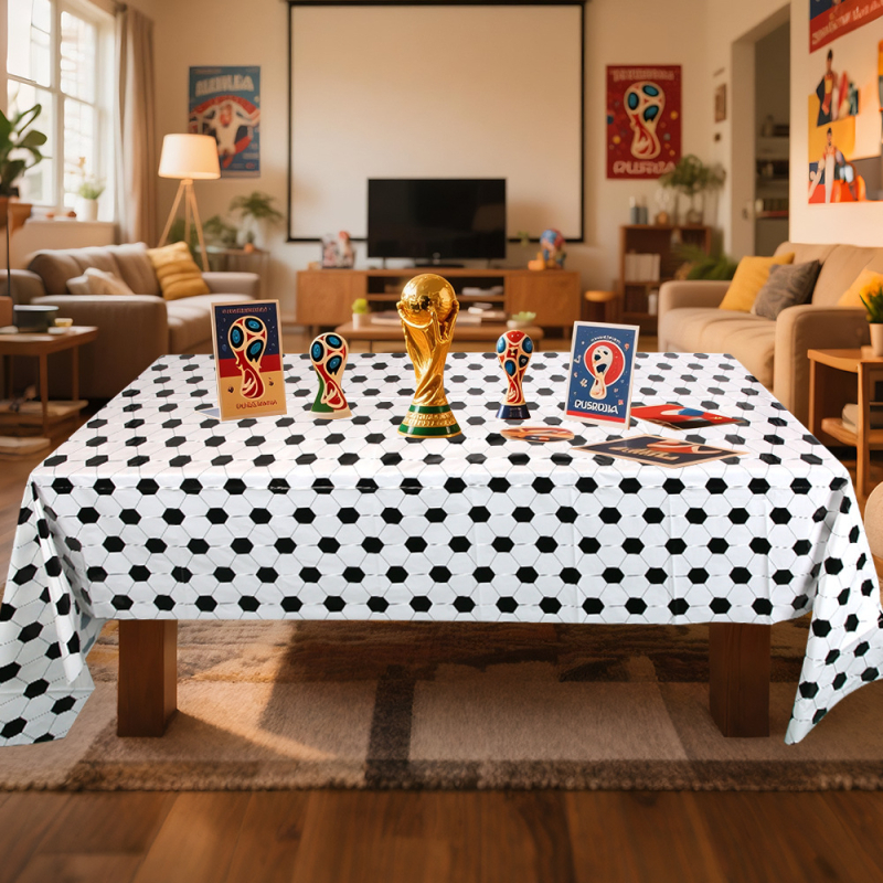 Față de masă de unică folosință din PE, impermeabil, stil sport și petreceri, decor pentru amenajarea spațiului