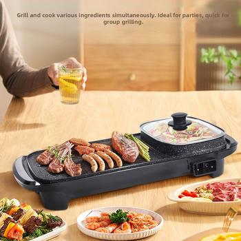 Πολυλειτουργικός κάδος για hot pot και μπάρμπεκιου, υλικό: ιατρικός λίθος, χωρητικότητα 2–3 L, ισχύς 1350 W, τάση 220 V, 50 Hz