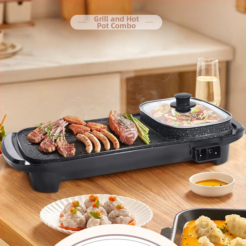 Πολυλειτουργικός κάδος για hot pot και μπάρμπεκιου, υλικό: ιατρικός λίθος, χωρητικότητα 2–3 L, ισχύς 1350 W, τάση 220 V, 50 Hz