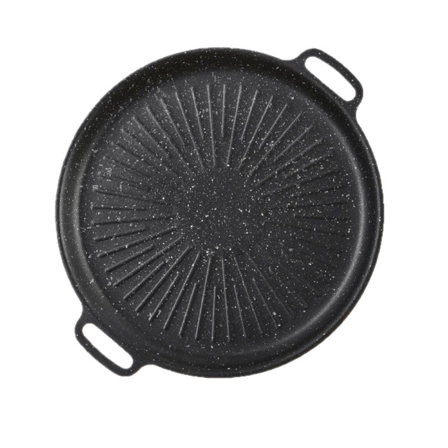 Placă de grătar din fier, rotundă, turnare sub presiune, stil coreean, neacoperită