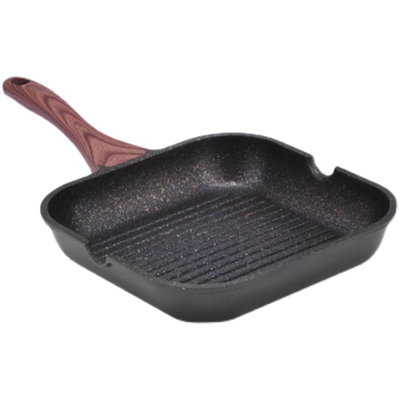 Tava s Maifan kamenom, neprijanjajuća, 24 cm, kompatibilna s indukcijom, višenamjenska tava za steak i roštilj