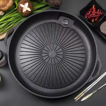 Корейски стил грил тиган Маифан камък - немазнен, бездимен, преносим, многофункционален, кръгъл