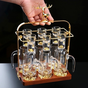 Suport pentru pahare cu bază din lemn, stil Nou Chinezesc, fără găuri, lansat în 2023