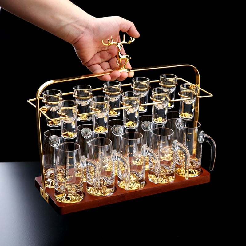 Suport pentru pahare cu bază din lemn, stil Nou Chinezesc, fără găuri, lansat în 2023