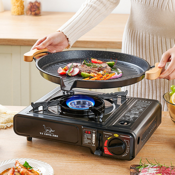 Външен алуминиев беззалепващ индукционен котлон с касета Maifan Stone — преносим бездимно грил тиган за свински корем, наденици, риба и месо