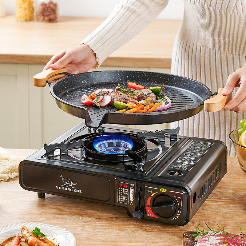 Външен алуминиев беззалепващ индукционен котлон с касета Maifan Stone — преносим бездимно грил тиган за свински корем, наденици, риба и месо