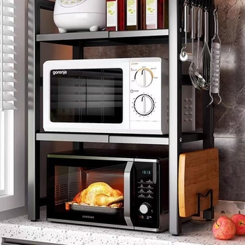 Pengye márkájú teleszkópos, több‑szintes konyhai mikrohullámú sütő állvány, modell 555, anyaga szénacél, OEM logó