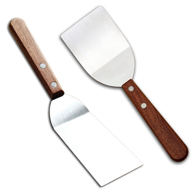 Spatulă din oțel inoxidabil cu mâner din lemn — realizare manuală, posibilitate de personalizare — design modern minimalist