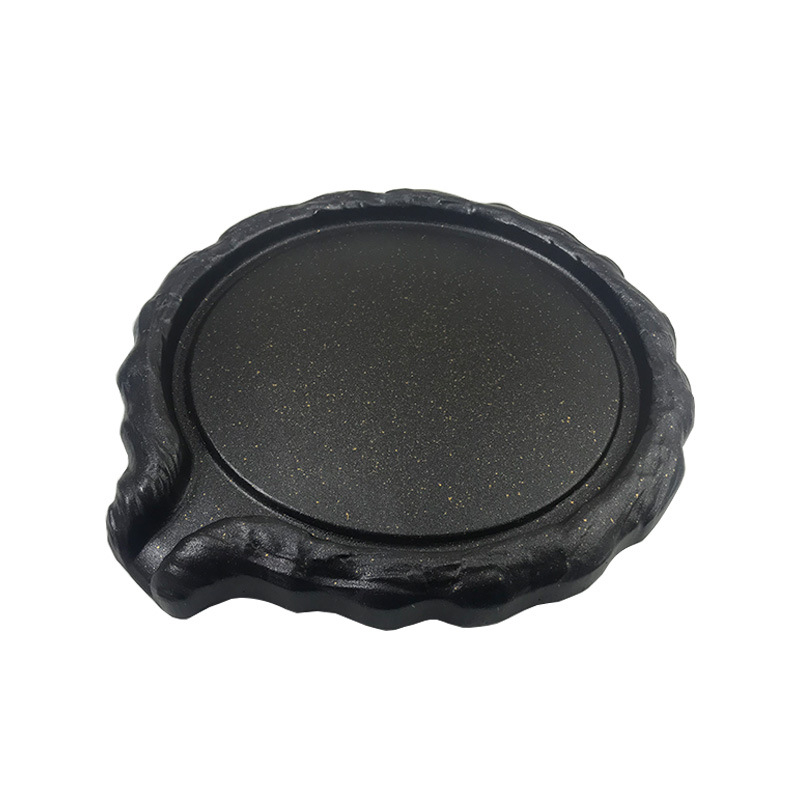 Корейски стил грил пан за открит огън с алуминиево‑сплавно покритие, кръгла форма, нехлъзгаща повърхност (Материал: сплав; Форма: кръгла; Тегло: 1.5 кг)