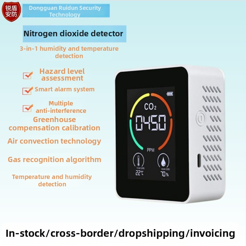 Domáci CO2 detektor, 3–v–1 CO2 tester, meria teplotu a vlhkosť, model H8-3, rozsah merania 400–5000 ppm, presnosť ±2%, displej 320×320, napájanie 5V