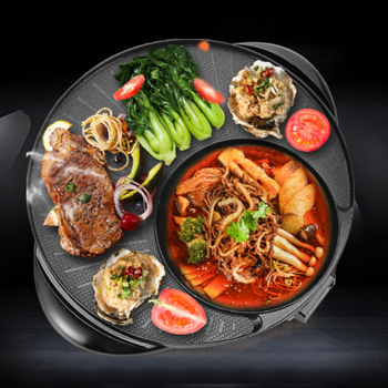 Višenamjenska posuda Shabu-Shabu i grill, aluminijsko tijelo, 1201–1500W, služi 3–4 osobe, unutarnji lonac s premazom protiv prianjanja