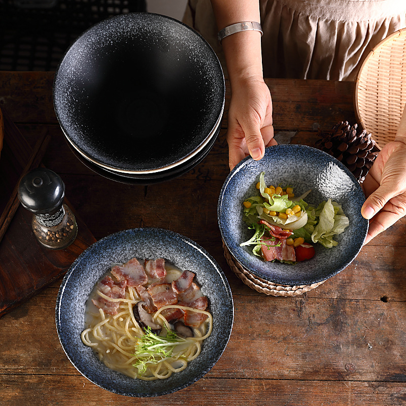 Keramična zdjela za ramen, kružnog oblika, mikrovalna kompatibilna, površina pod glazurom, prilagodljiva