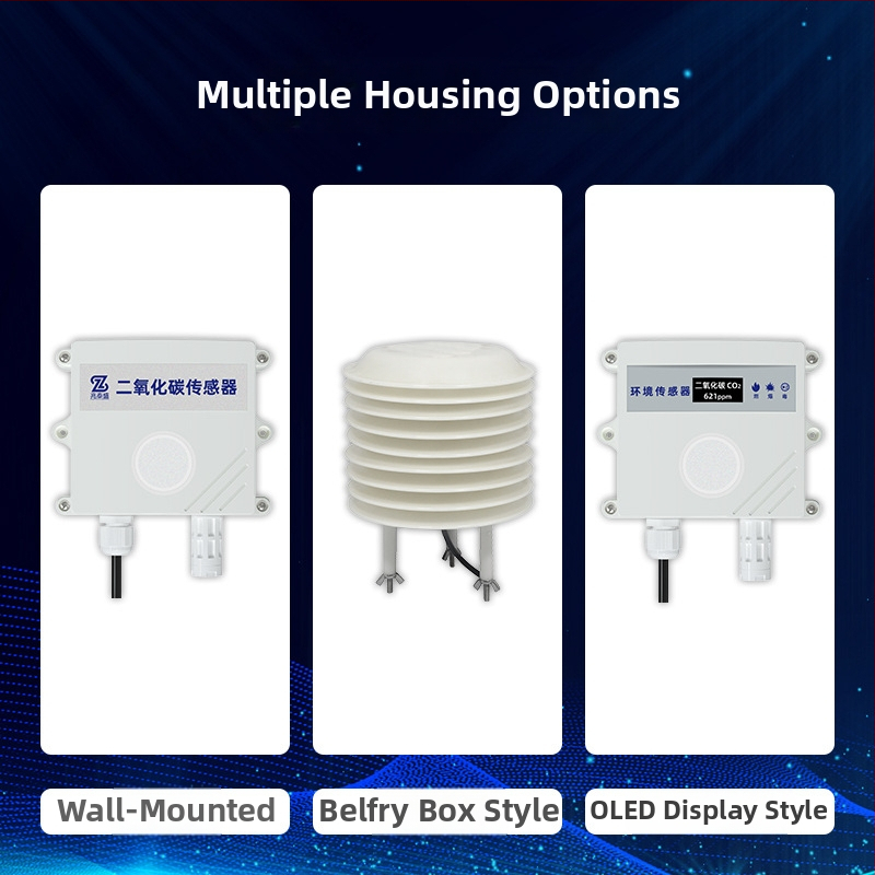 Detector CO2 cu ieșire RS485 pentru seră - transmițător CO2 de înaltă precizie (Model ZTS-3002-CO2-*, precizie ±0.3%, rezoluție 0.1)